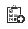 medical report black icon on white background vector image