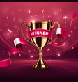 realistic cup with ribbon and confetti football vector image vector image