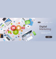 social media digital marketing concept top angle vector image