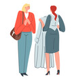woman looking for trench coat shopping female vector image