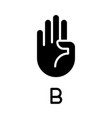 letter b in american sign language black glyph vector image