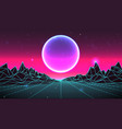 80s retro background future landsacape 3d vector image