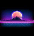 80s retro sci-fi background with sunrise or sunset vector image