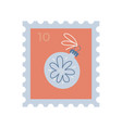 christmas postmark stamp with xmas tree ball vector image