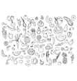 hand drawn vegetables doodle sketch on white vector image