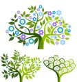abstract tree with flowers set vector image vector image