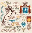 collection of heraldic vintage elements vector image