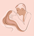 couple kiss line art drawinglovers simple vector image vector image