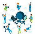 isometric sport or fitness concept male vector image vector image