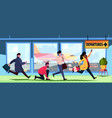 late for plane travellers running to aviaterminal vector image