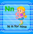 flashcard letter n is for nine vector image vector image
