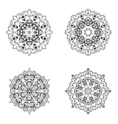 Set bundle black and white mandala element Vector Image
