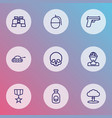 combat icons line style set with poison medal vector image vector image