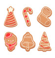 gingerbread christmas cookies in form of tree bell vector image vector image