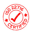 grunge red iso 22716 certified with mark icon vector image vector image