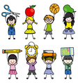 children with school objects vector image vector image