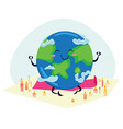 earth day planet sits on rug for yoga vector image