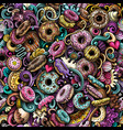 cartoon cute doodles hand drawn donuts seamless vector image vector image