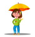 Cartoon little boy holding umbrella in the rain Vector Image