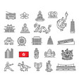 hong kong landmark and travel outline icons vector image