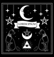black cats night sky with moon and stars frame vector image vector image