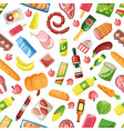 grocery products pattern food colored cartoon vector image vector image