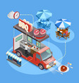 street food trucks service isometric poster vector image vector image