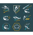 big set of logos badges and icons spearfishing vector image vector image