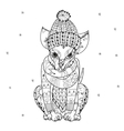 hand drawn doodle outline chihuahua dog boho vector image vector image
