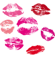 collection of lips kiss print vector image