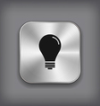 light bulb icon - metal app button vector image vector image