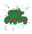merry christmas hand lettering greeting card vector image vector image