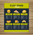 fast food restaurant menu template vector image