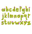 latin alphabet made of green cactus with blooming vector image