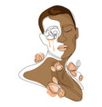 abstract portrait black skinned manguy with flowe vector image vector image