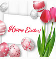 easter background with colored eggs vector image