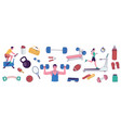 fitness people with equipment set cartoon sport vector image