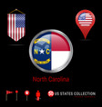 round badge with north carolina us state flag vector image vector image
