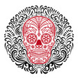 mexican sugar skulls with circular floral pattern vector image