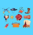 western cartoon elements wild west cowboy boots vector image