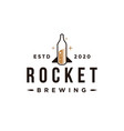 creative rocket brewing logo bottle vector image
