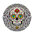 mexican sugar skulls with floral pattern vector image