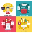 plumbing service 4 flat icons square vector image vector image