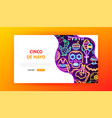 cinco de mayo neon landing page vector image vector image