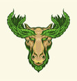 deer with marijuana leaf antlers logo mascot vector image