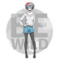 retro hipster fashion animal monkey woman model vector image