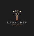 letter t lady chef initial beauty cook logo design vector image vector image
