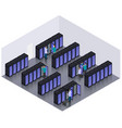 isometric datacenter hosting servers room concept vector image vector image