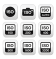 iso - camera film speed standard buttons set vector image vector image