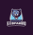 sports logo with snow leopard mascot colorful vector image